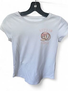 Custom White Tee with Pink 'Let's Go Girls' Graphic